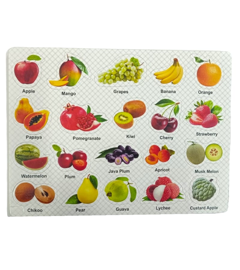 Toyz Villa Fruits Printed Learning Board for Kids (Size: 33cm x 25cm)